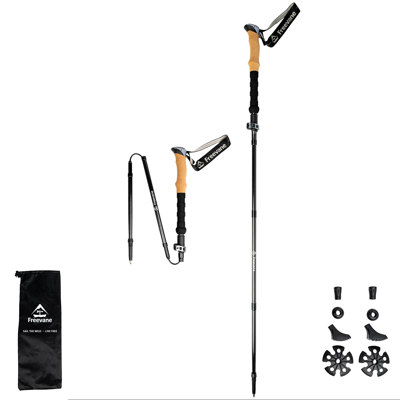 Carbon Fiber Trekking Poles Ultralight Pair - Paires de bâtons de randonnée en