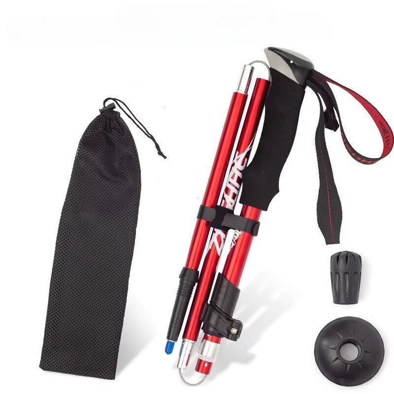 Folding Walking Sticks Hiking Adjustable - 1 Paire de Bâtons de Randonnée