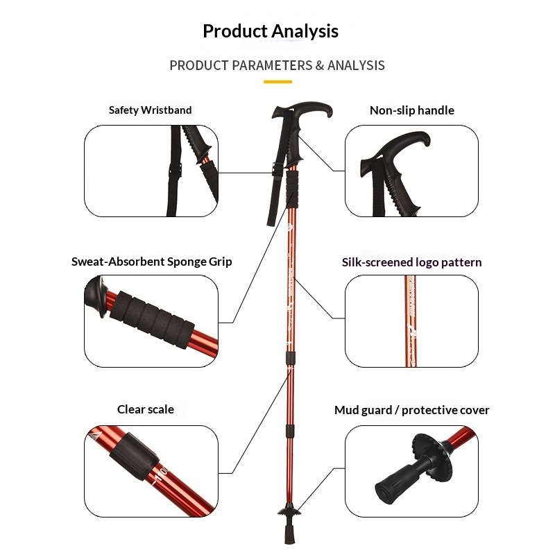 Canne de marche pliable en alu - Folding Walking Sticks Hiking Adjustable avis et prix