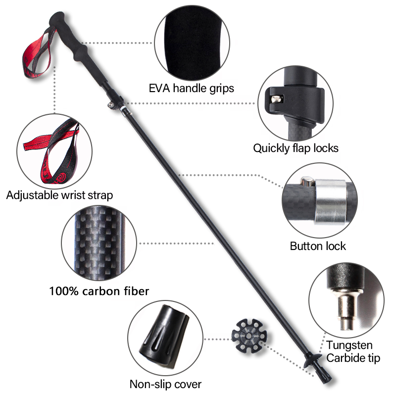 Bâtons de randonnée ultraléger - Nordic Walking Poles Carbon 100 avis et prix